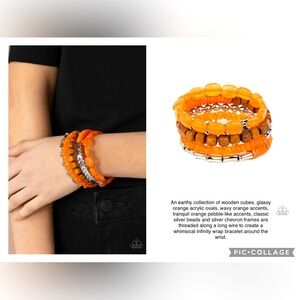 Outdoor Retreat Orange Beaded Infinity Wrap Bracelet